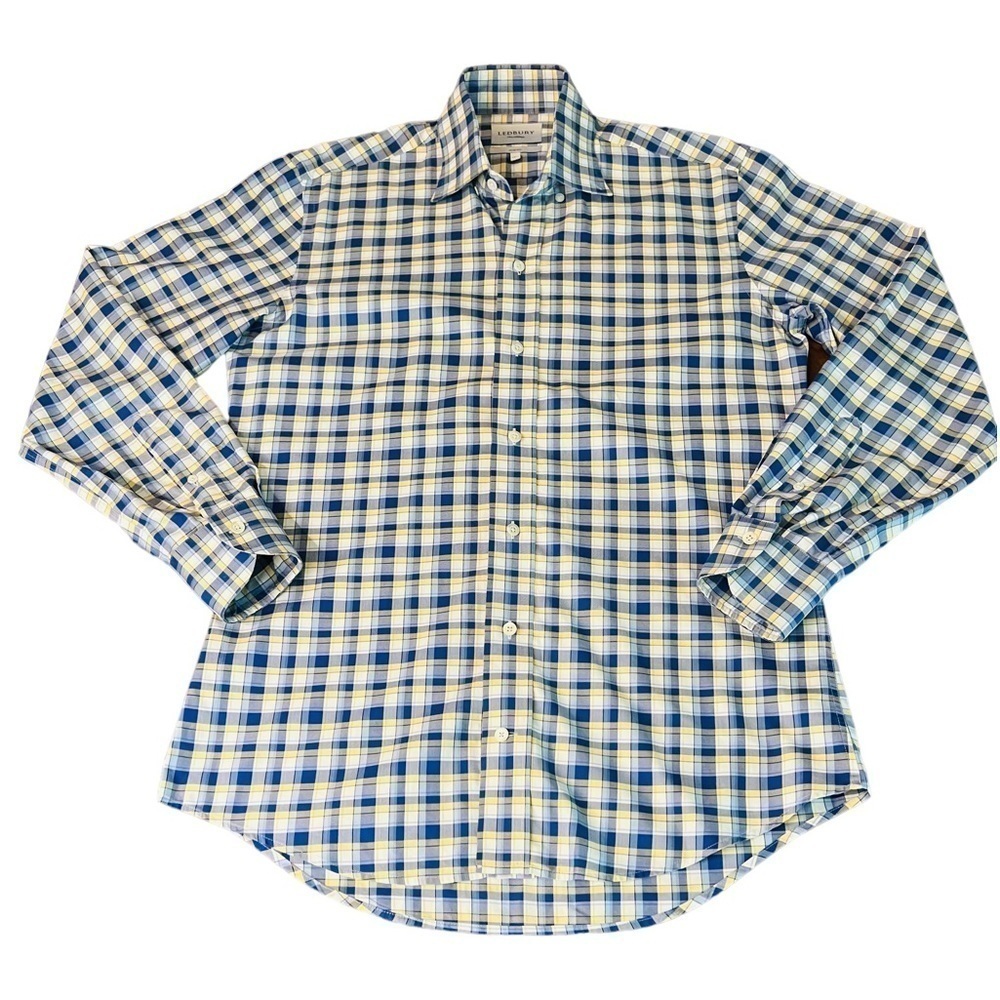 LEDBURY MENS LONG SLEEVE SLIM FITTED BUTTON DOWN SHIRT SIZE 15 1/2
